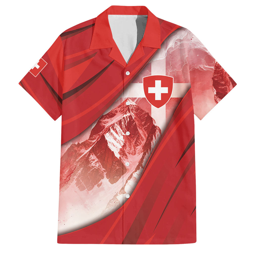 Custom Switzerland Football Hawaiian Shirt Matterhorn Snow Shield