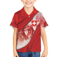 Custom Switzerland Football Kid Hawaiian Shirt Matterhorn Snow Shield