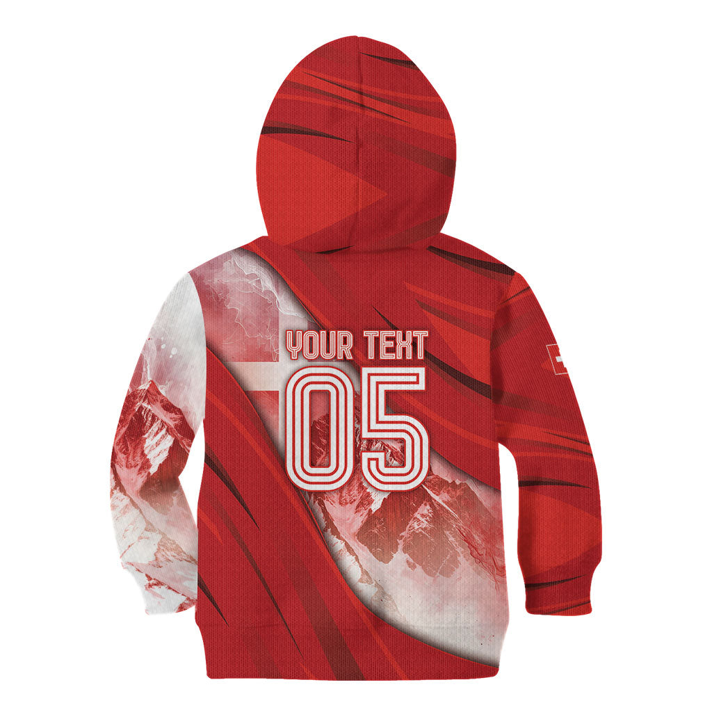 Custom Switzerland Football Kid Hoodie Matterhorn Snow Shield