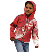 Custom Switzerland Football Kid Hoodie Matterhorn Snow Shield