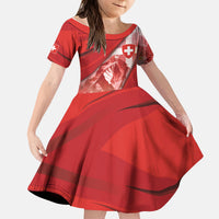 Custom Switzerland Football Kid Short Sleeve Dress Matterhorn Snow Shield