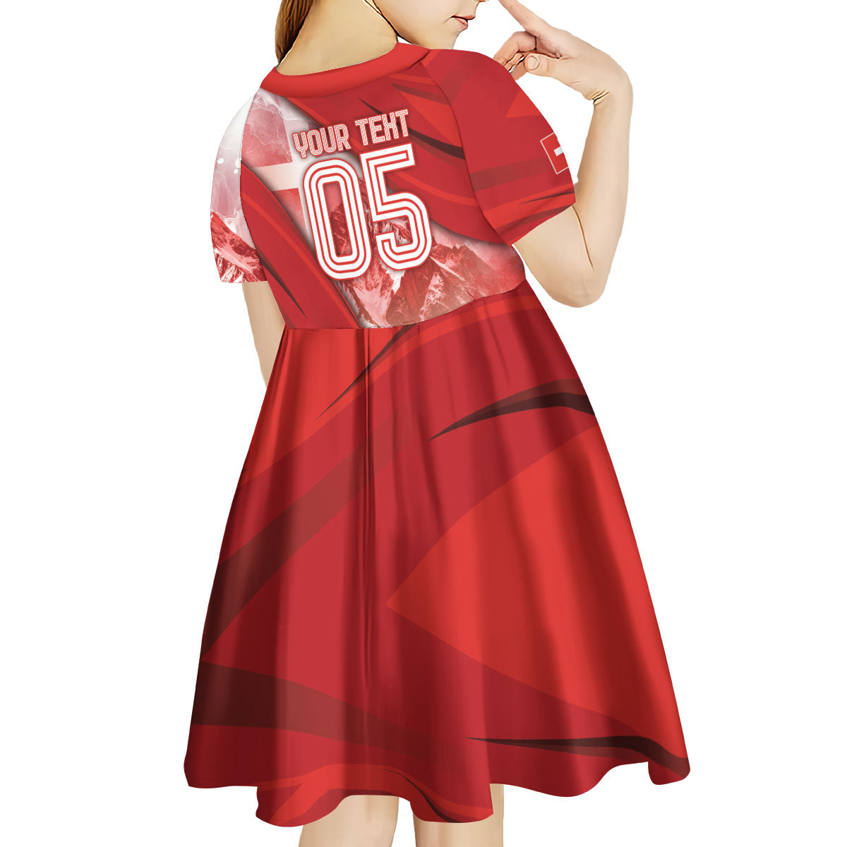 Custom Switzerland Football Kid Short Sleeve Dress Matterhorn Snow Shield
