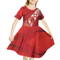 Custom Switzerland Football Kid Short Sleeve Dress Matterhorn Snow Shield