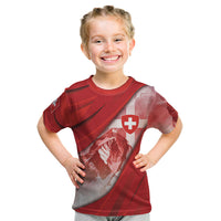 Custom Switzerland Football Kid T Shirt Matterhorn Snow Shield