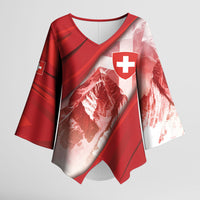 Custom Switzerland Football Kimono Sleeve Blouse Matterhorn Snow Shield