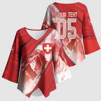 Custom Switzerland Football Kimono Sleeve Blouse Matterhorn Snow Shield