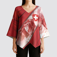 Custom Switzerland Football Kimono Sleeve Blouse Matterhorn Snow Shield