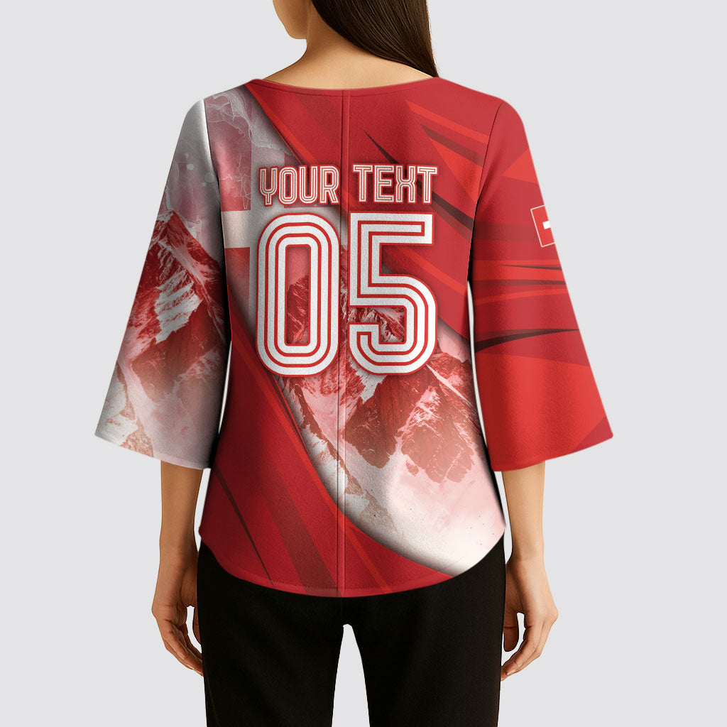 Custom Switzerland Football Kimono Sleeve Blouse Matterhorn Snow Shield