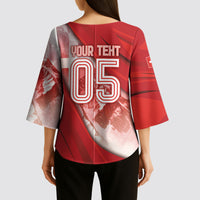 Custom Switzerland Football Kimono Sleeve Blouse Matterhorn Snow Shield