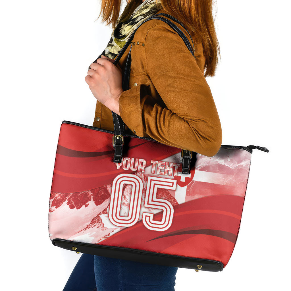 Custom Turkey Football Leather Tote Bag Matterhorn Snow Shield