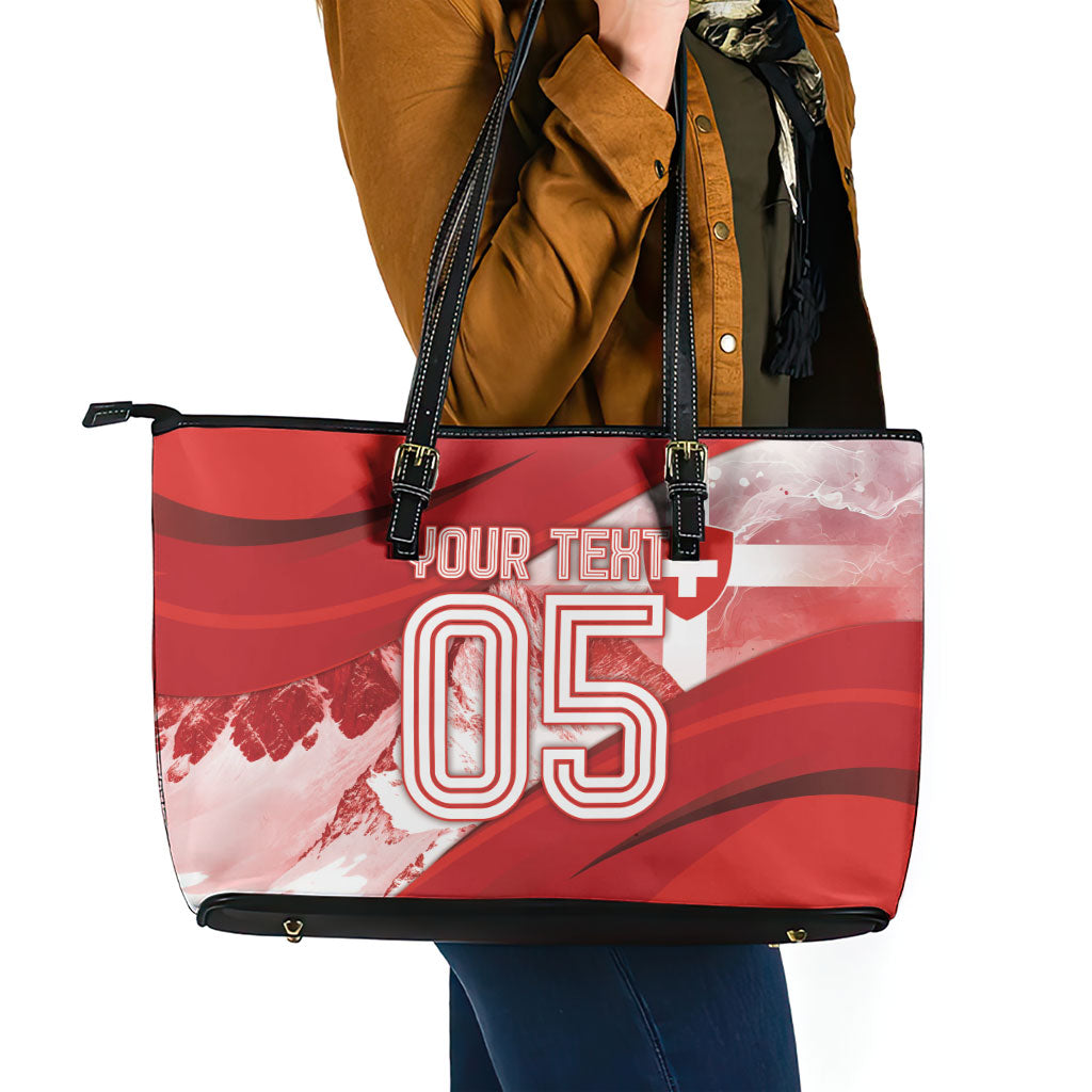Custom Turkey Football Leather Tote Bag Matterhorn Snow Shield