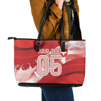 Custom Turkey Football Leather Tote Bag Matterhorn Snow Shield