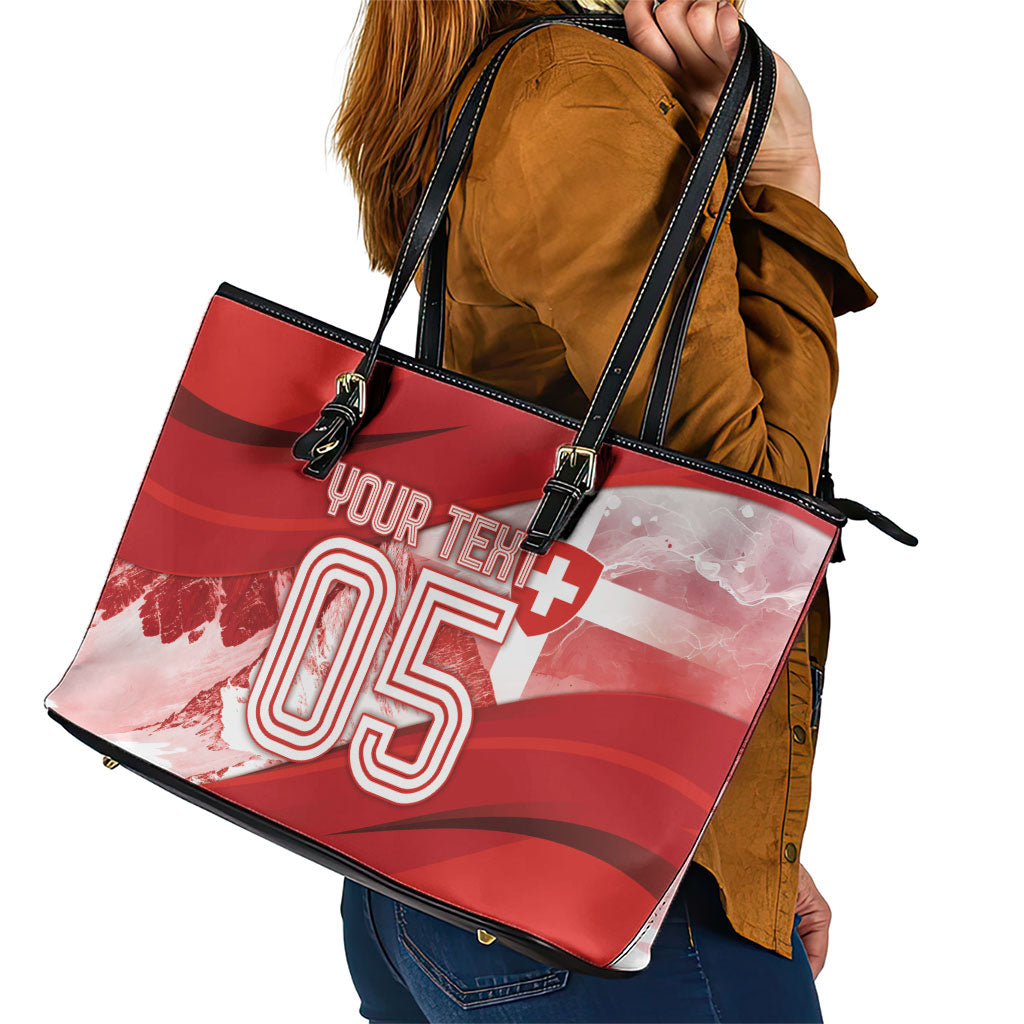 Custom Turkey Football Leather Tote Bag Matterhorn Snow Shield