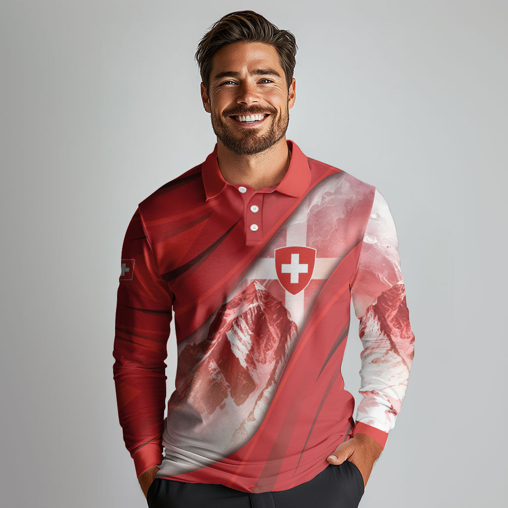 Custom Turkey Football Long Sleeve Polo Shirt Matterhorn Snow Shield