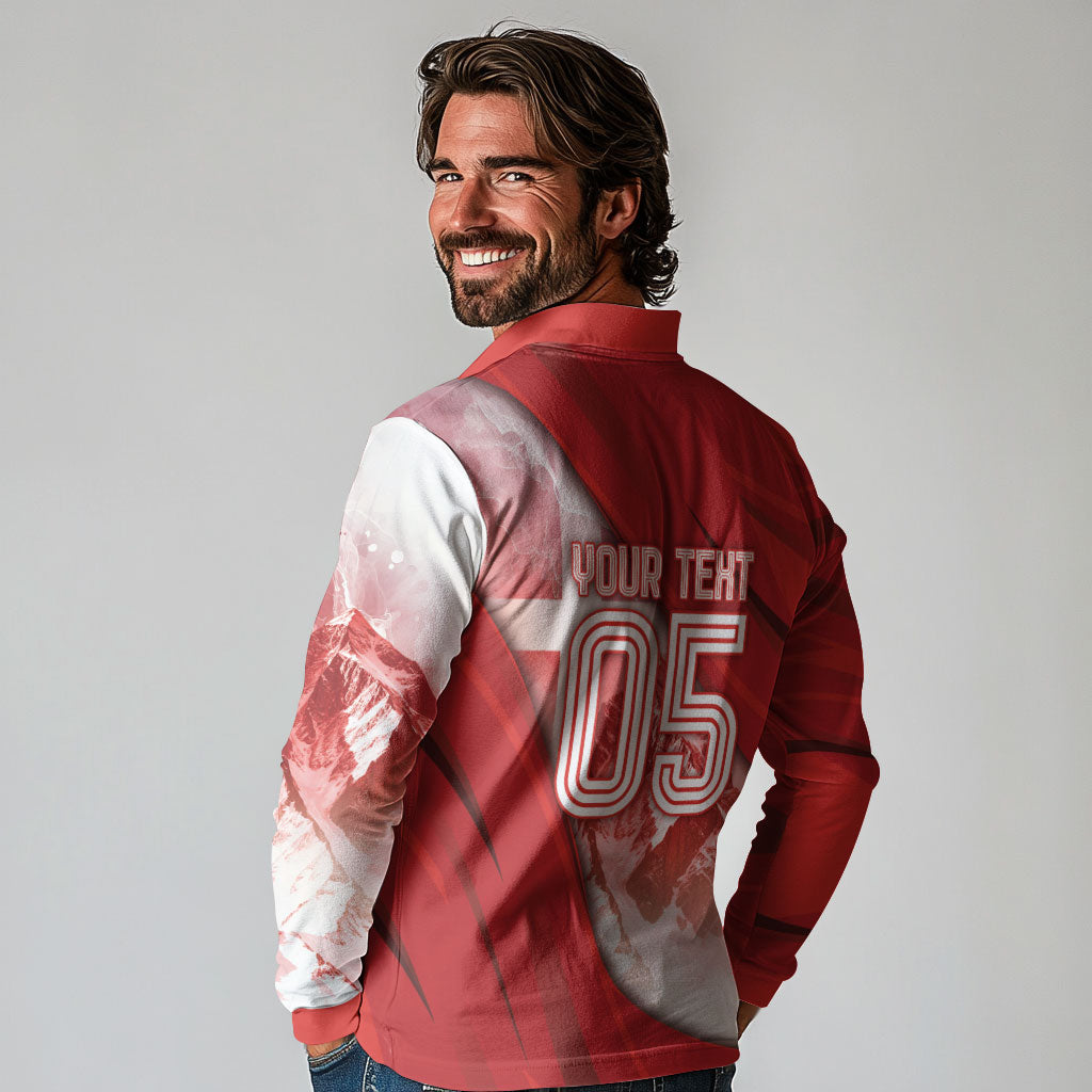 Custom Turkey Football Long Sleeve Polo Shirt Matterhorn Snow Shield