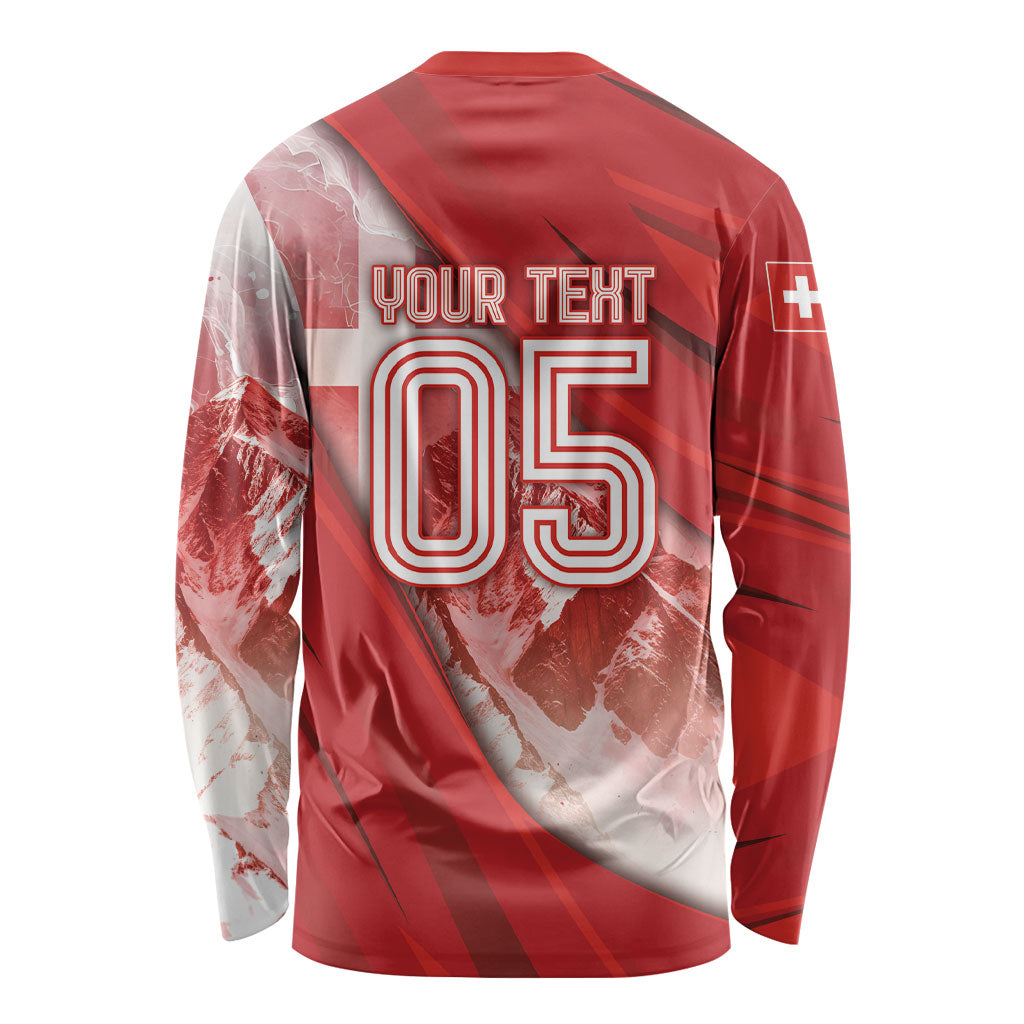 Custom Switzerland Football Long Sleeve Shirt Matterhorn Snow Shield