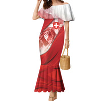 Custom Switzerland Football Mermaid Dress Matterhorn Snow Shield