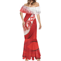 Custom Switzerland Football Mermaid Dress Matterhorn Snow Shield