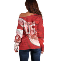 Custom Switzerland Football Off Shoulder Sweater Matterhorn Snow Shield