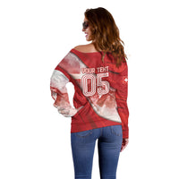 Custom Switzerland Football Off Shoulder Sweater Matterhorn Snow Shield