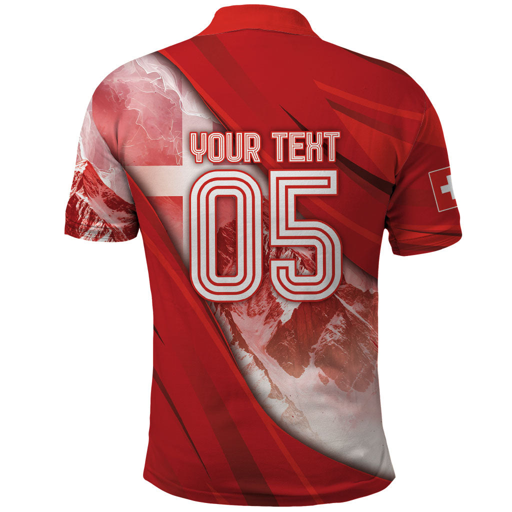 Custom Switzerland Football Polo Shirt Matterhorn Snow Shield