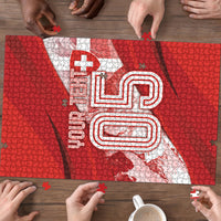 Custom Switzerland Football Puzzle Matterhorn Snow Shield