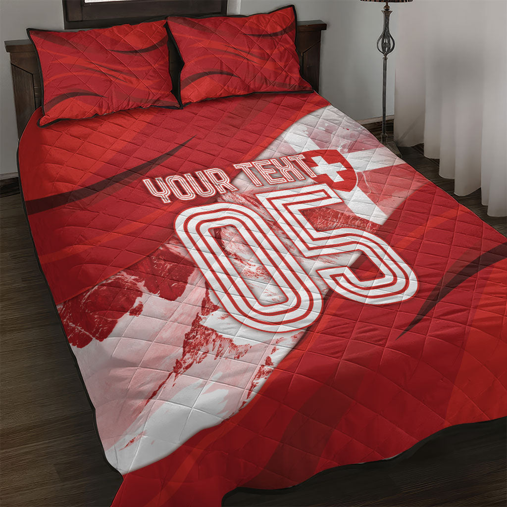 Custom Switzerland Football Quilt Bed Set Matterhorn Snow Shield