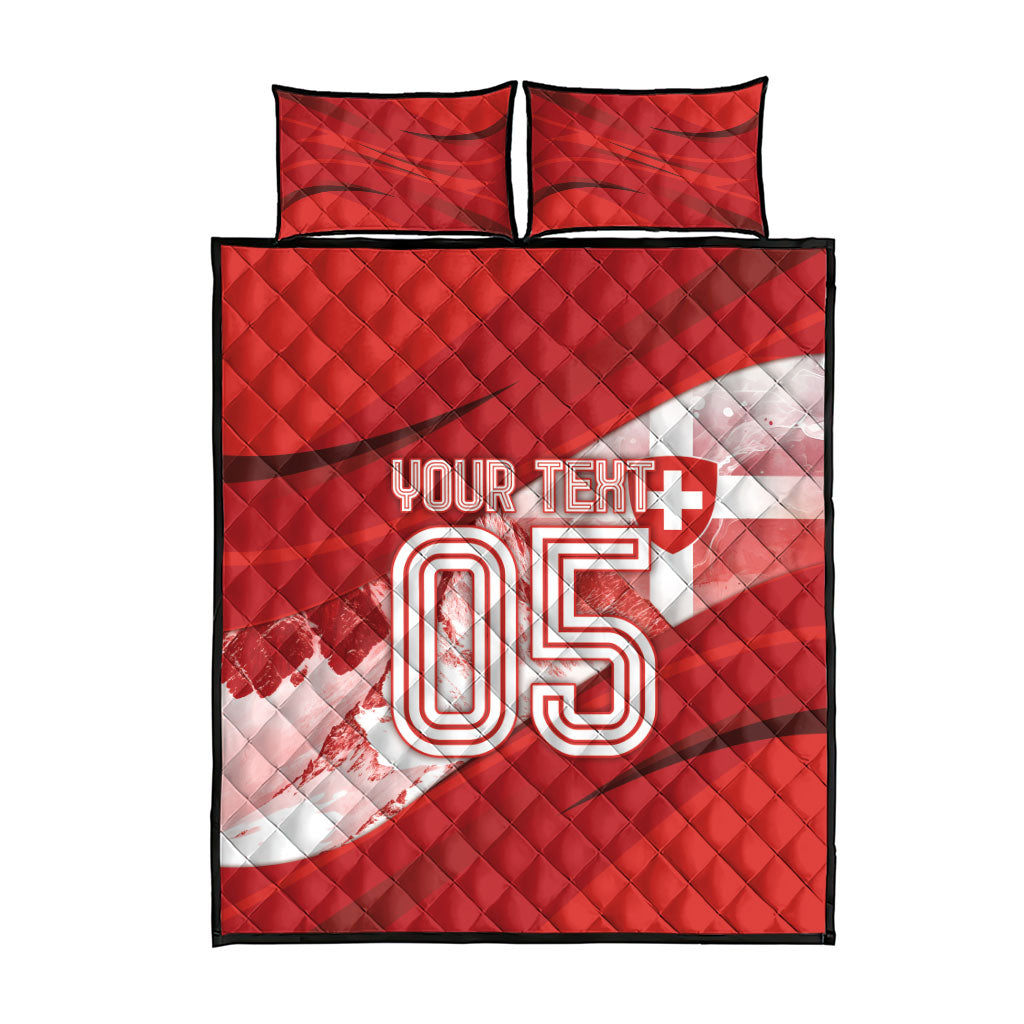 Custom Switzerland Football Quilt Bed Set Matterhorn Snow Shield