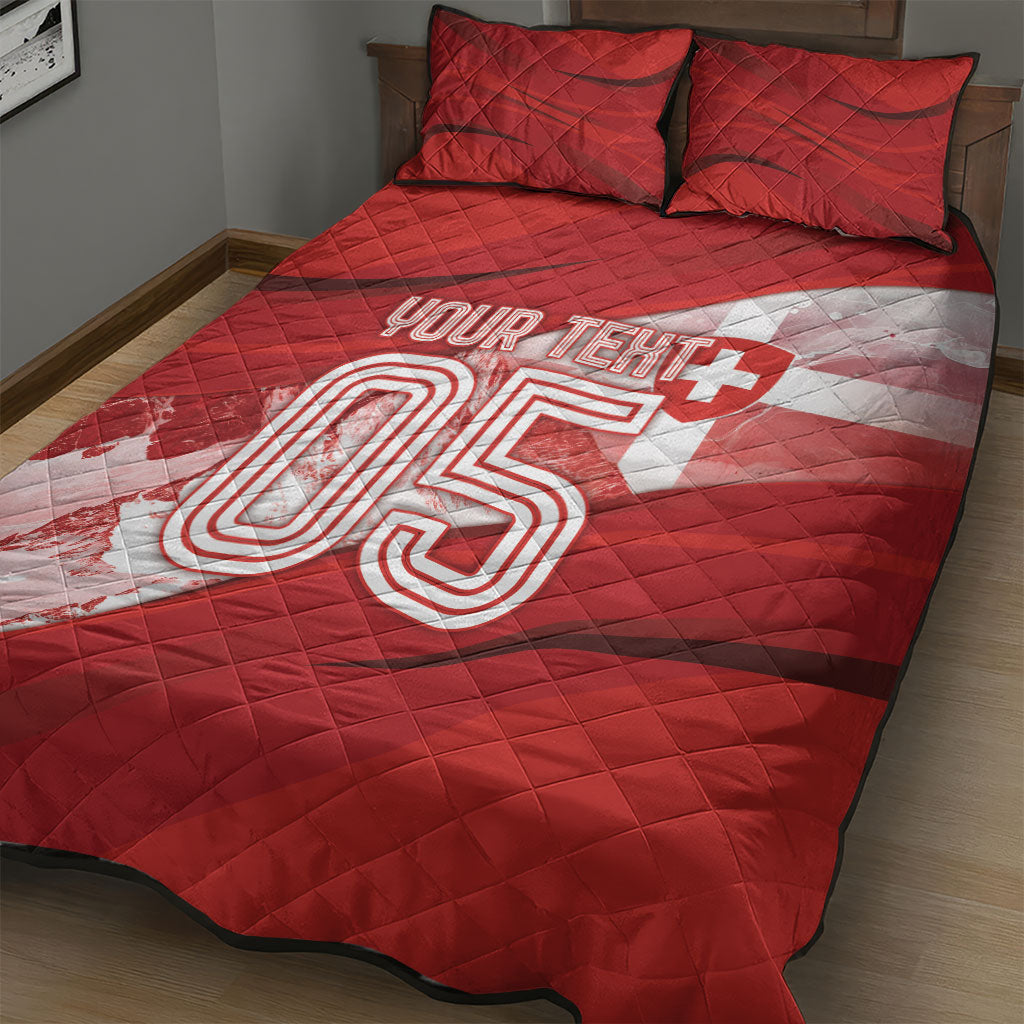 Custom Switzerland Football Quilt Bed Set Matterhorn Snow Shield