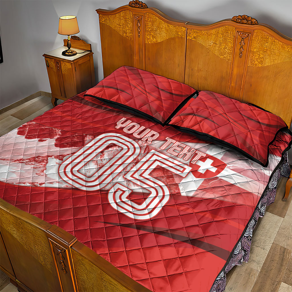 Custom Switzerland Football Quilt Bed Set Matterhorn Snow Shield