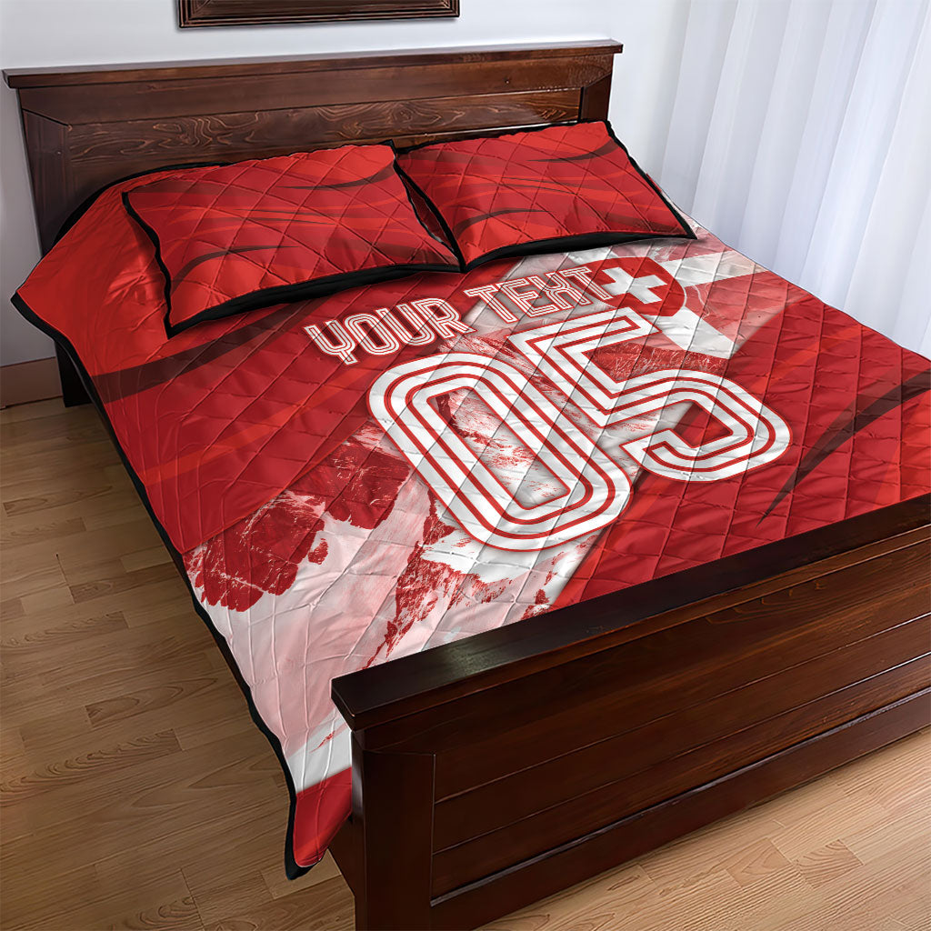 Custom Switzerland Football Quilt Bed Set Matterhorn Snow Shield