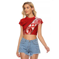 Custom Switzerland Football Raglan Cropped T Shirt Matterhorn Snow Shield