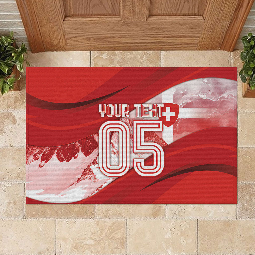 Custom Switzerland Football Rubber Doormat Matterhorn Snow Shield