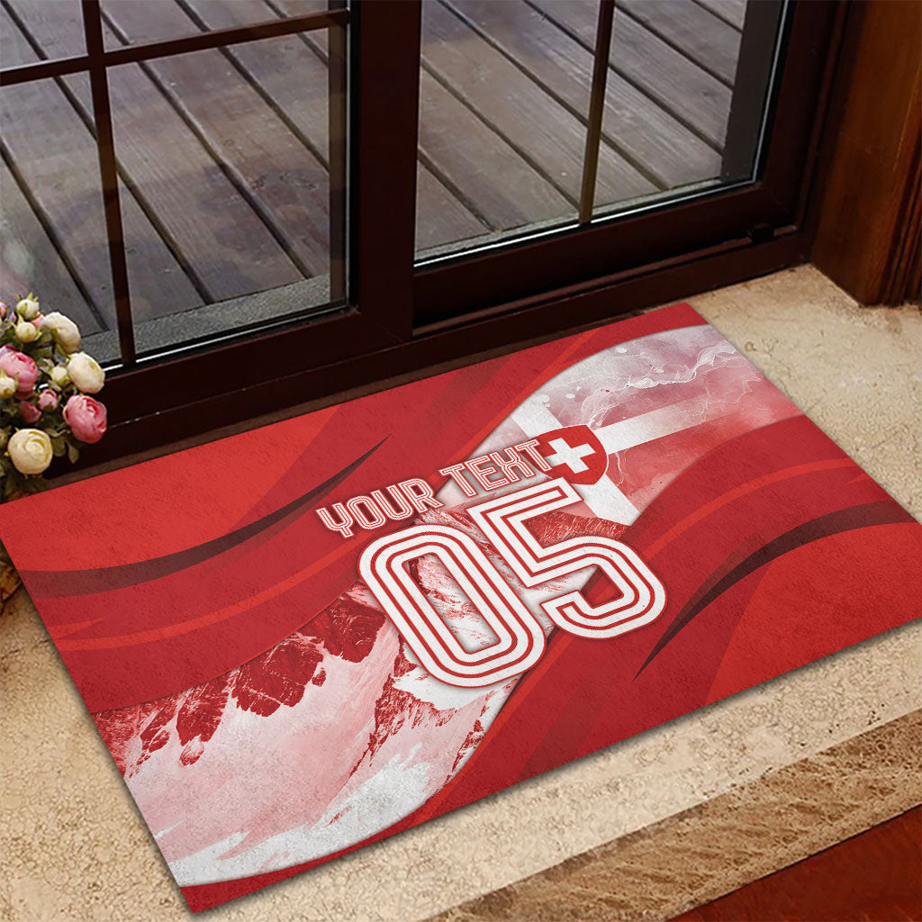 Custom Switzerland Football Rubber Doormat Matterhorn Snow Shield