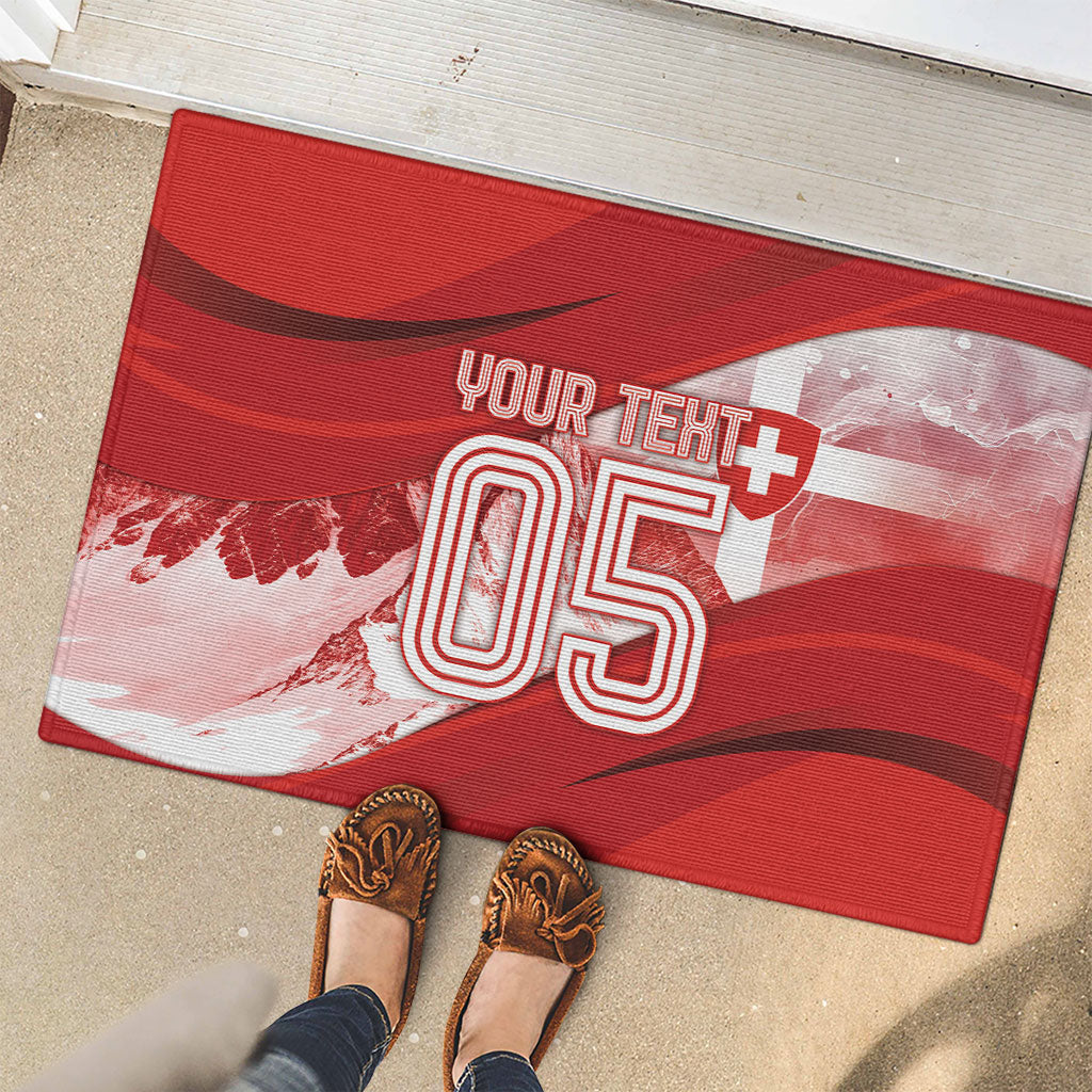 Custom Switzerland Football Rubber Doormat Matterhorn Snow Shield