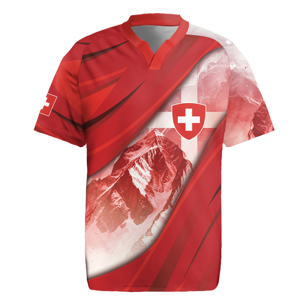 Custom Switzerland Football Rugby Jersey Matterhorn Snow Shield