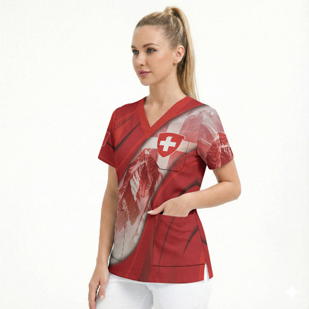 Custom Turkey Football Scrub Top Matterhorn Snow Shield