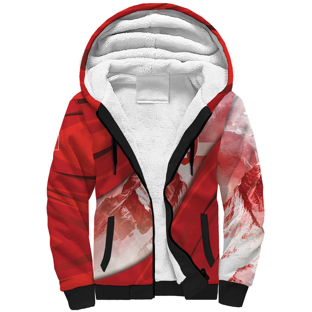 Custom Switzerland Football Sherpa Hoodie Matterhorn Snow Shield
