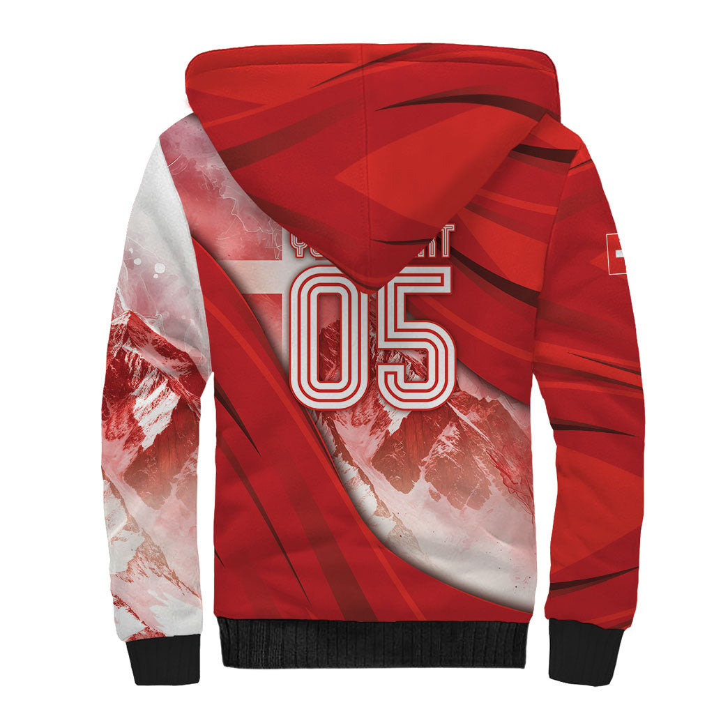 Custom Switzerland Football Sherpa Hoodie Matterhorn Snow Shield