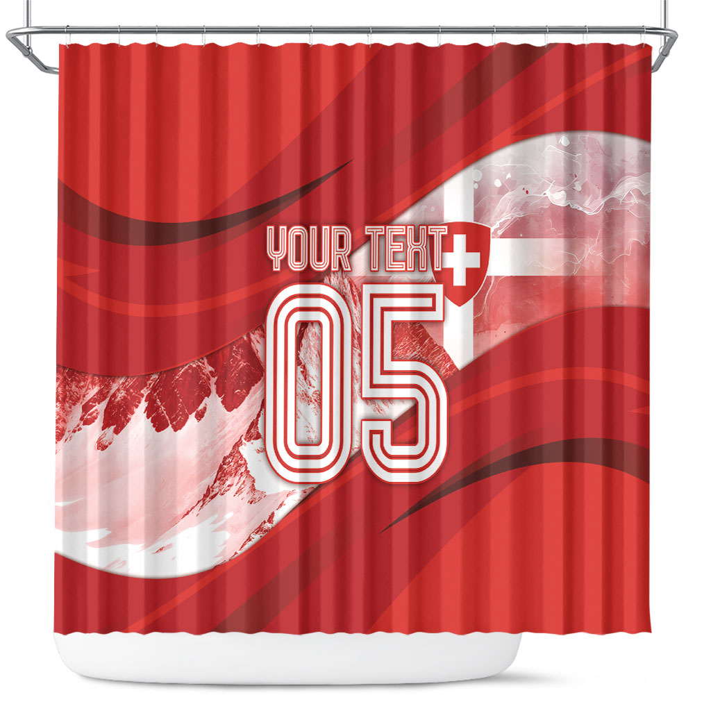 Custom Switzerland Football Shower Curtain Matterhorn Snow Shield