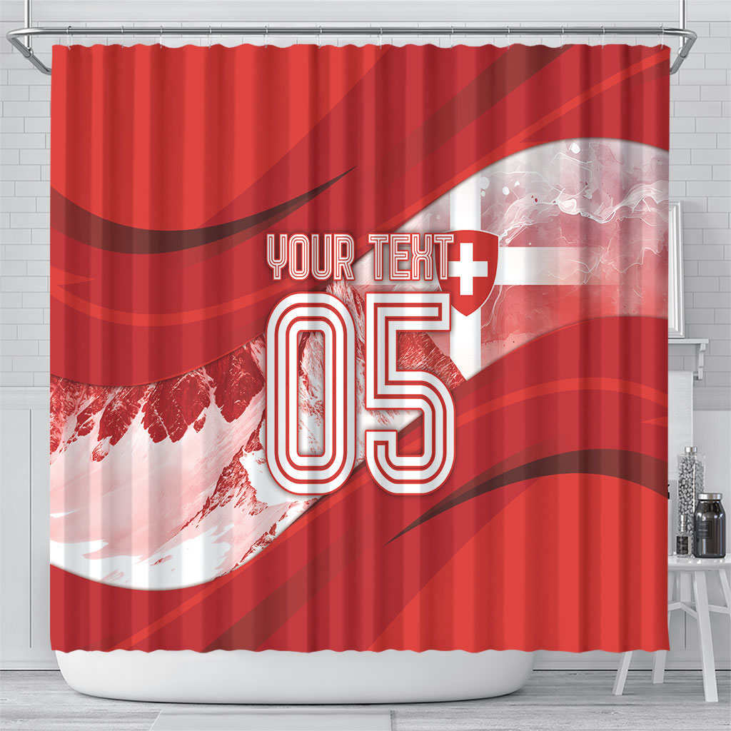 Custom Switzerland Football Shower Curtain Matterhorn Snow Shield