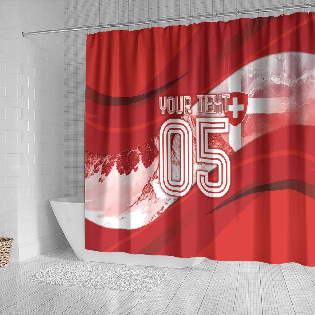 Custom Switzerland Football Shower Curtain Matterhorn Snow Shield