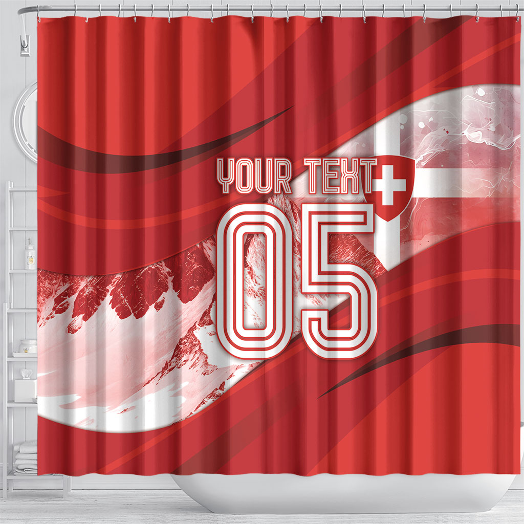 Custom Switzerland Football Shower Curtain Matterhorn Snow Shield