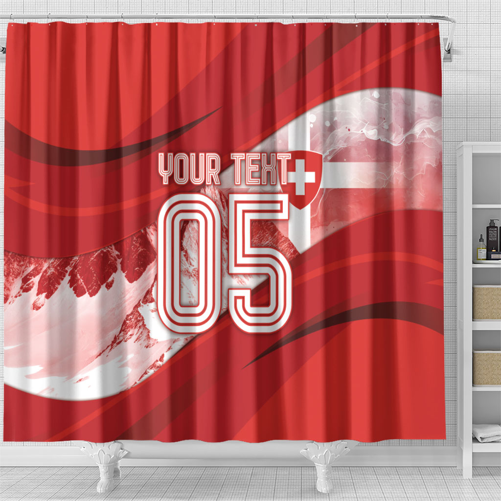 Custom Switzerland Football Shower Curtain Matterhorn Snow Shield