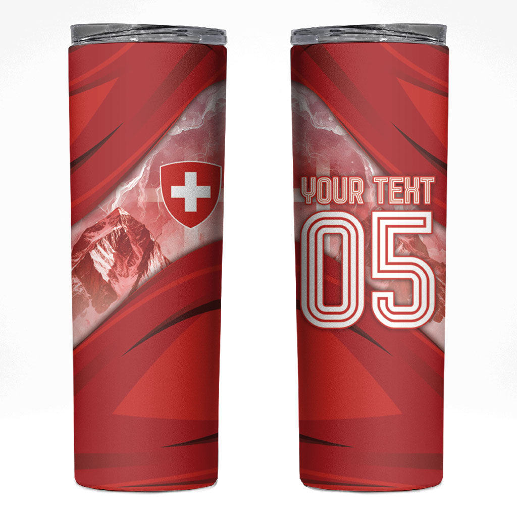 Custom Switzerland Football Skinny Tumbler Matterhorn Snow Shield