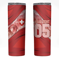Custom Switzerland Football Skinny Tumbler Matterhorn Snow Shield