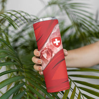 Custom Switzerland Football Skinny Tumbler Matterhorn Snow Shield