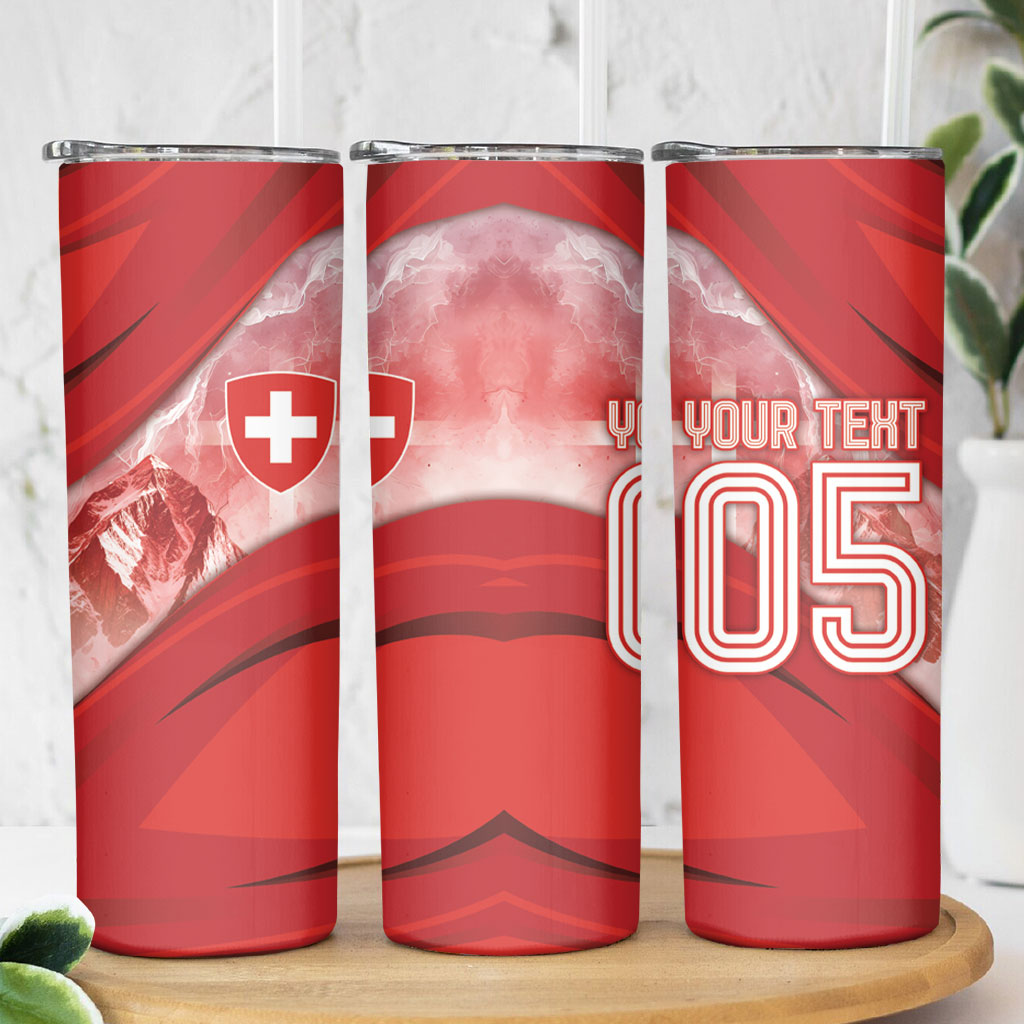 Custom Switzerland Football Skinny Tumbler Matterhorn Snow Shield