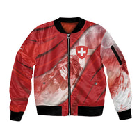Custom Switzerland Football Sleeve Zip Bomber Jacket Matterhorn Snow Shield