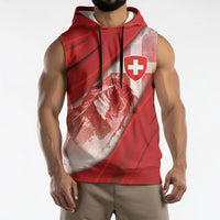 Custom Switzerland Football Sleeveless Hoodie Matterhorn Snow Shield